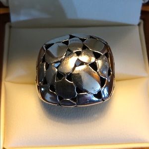 Sterling Silver Pierces Dome Ring